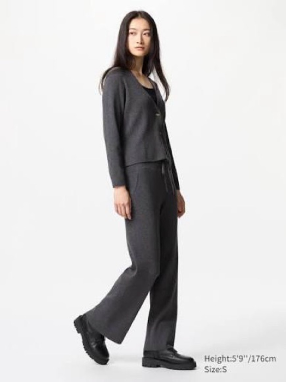 Uniqlo Washable Knit Ribbed Pants and Cardigan Set